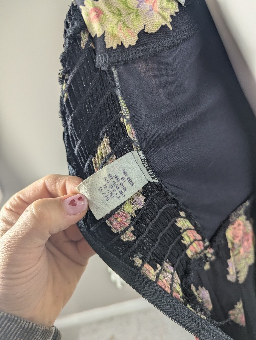 Vintage Betsey Johnson Floral Corset Mini Dress Made in USA Black Rose Lace Up M - Picture 15 of 16